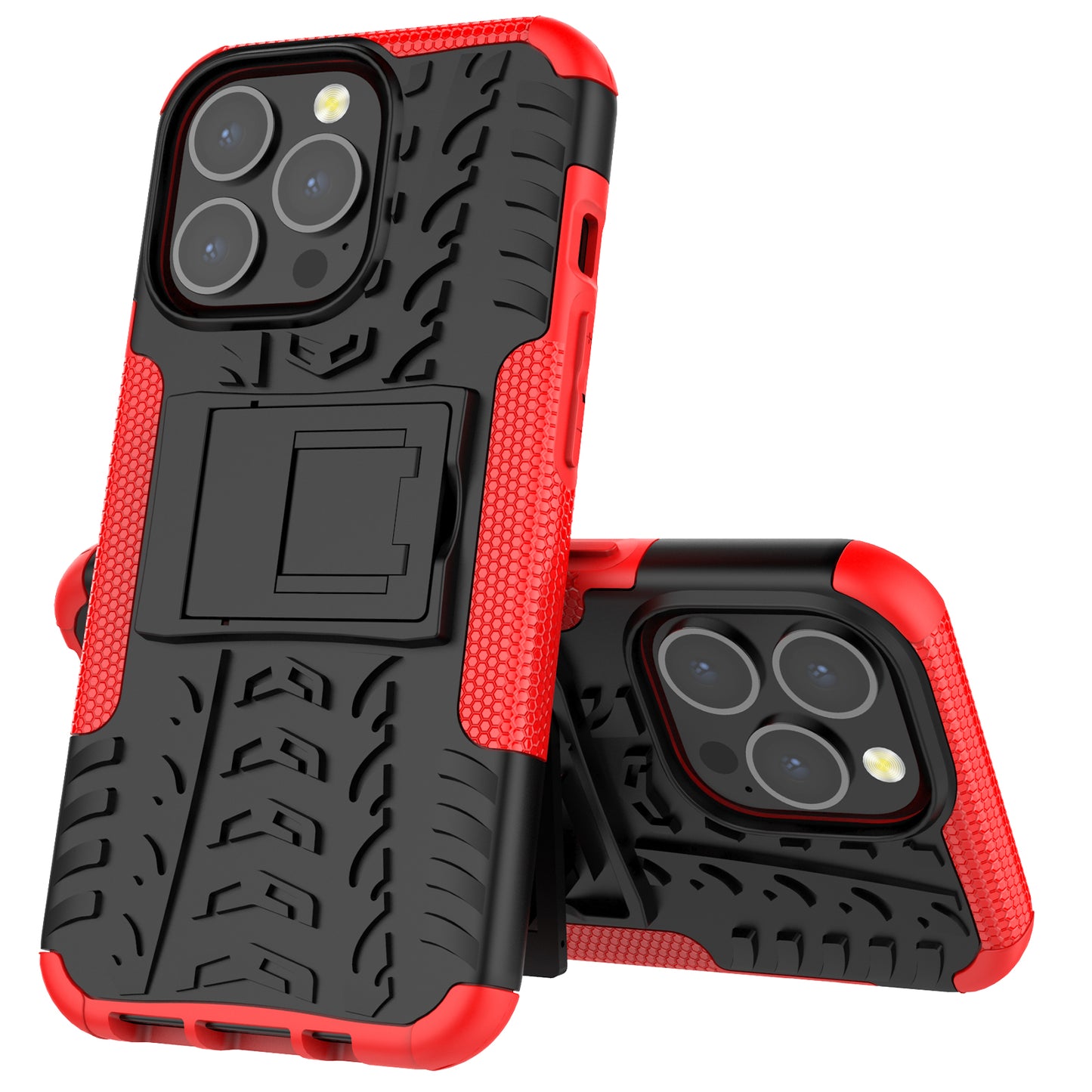 Shockproof Tough Rugged PC + TPU Dual Layer Protective Case Hybrid Kickstand Cover for iPhone 13 Pro 6.1 inch