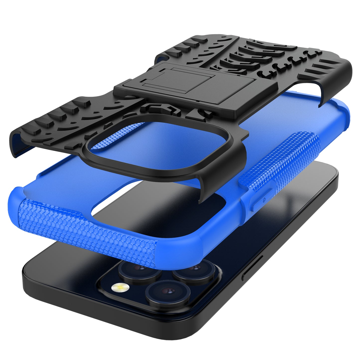 Shockproof Tough Rugged PC + TPU Dual Layer Protective Case Hybrid Kickstand Cover for iPhone 13 Pro 6.1 inch