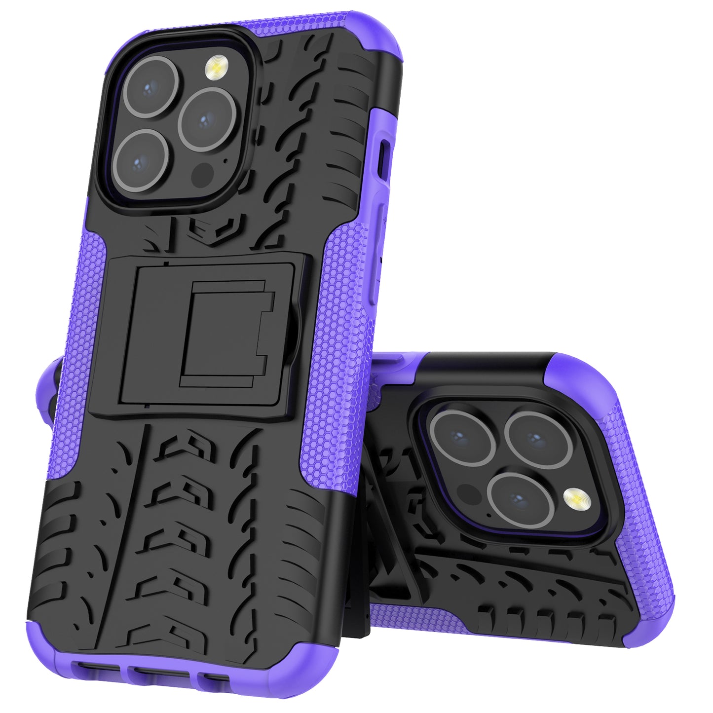Shockproof Tough Rugged PC + TPU Dual Layer Protective Case Hybrid Kickstand Cover for iPhone 13 Pro 6.1 inch