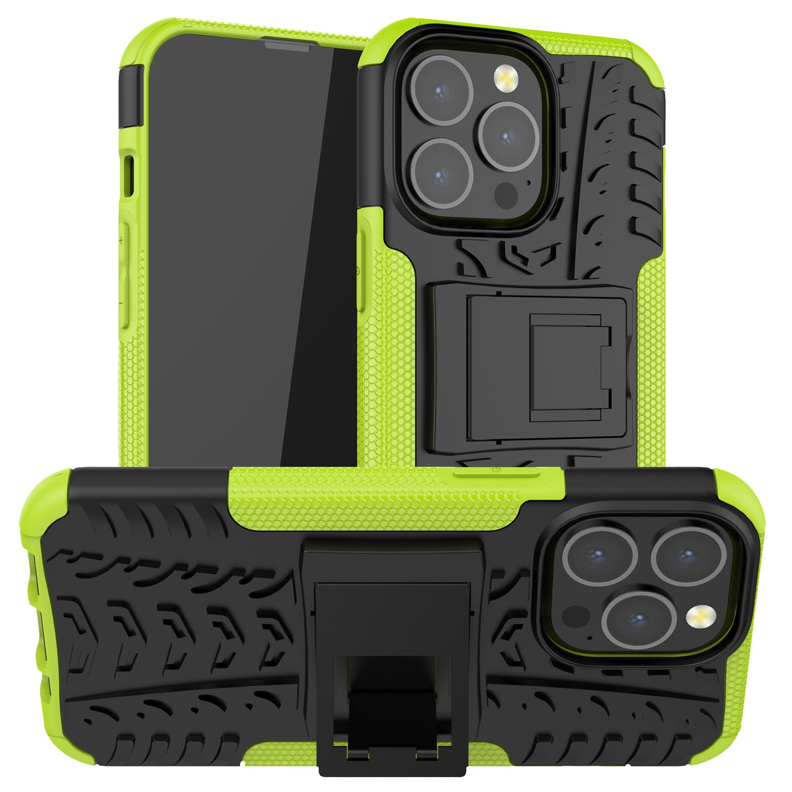 Shockproof Tough Rugged PC + TPU Dual Layer Protective Case Hybrid Kickstand Cover for iPhone 13 Pro 6.1 inch