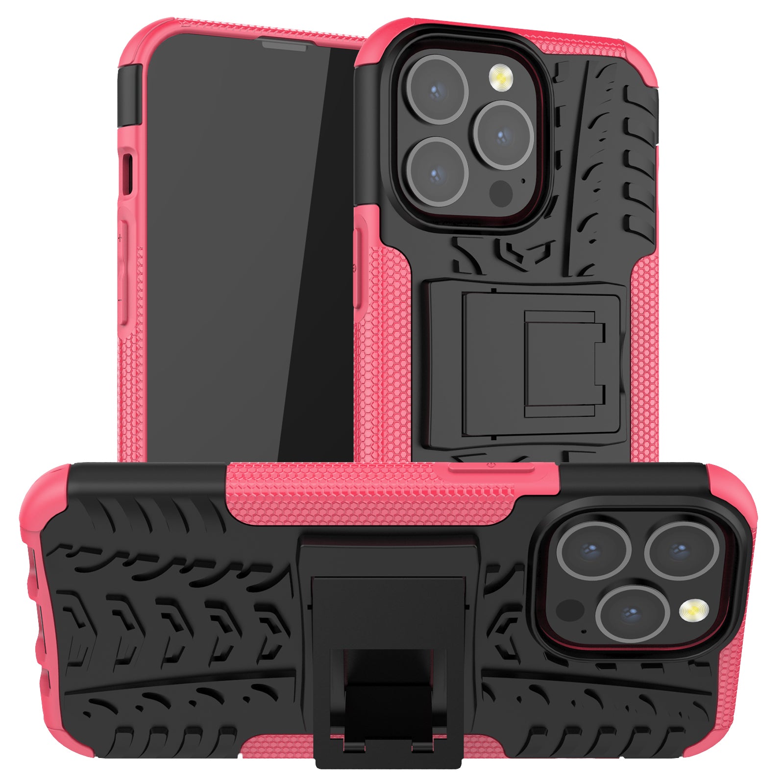 Shockproof Tough Rugged PC + TPU Dual Layer Protective Case Hybrid Kickstand Cover for iPhone 13 Pro 6.1 inch