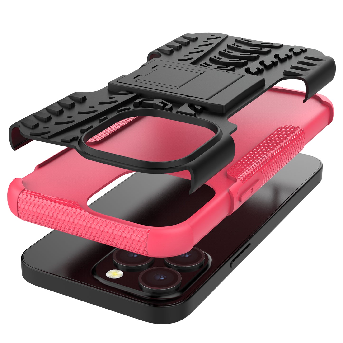 Shockproof Tough Rugged PC + TPU Dual Layer Protective Case Hybrid Kickstand Cover for iPhone 13 Pro 6.1 inch