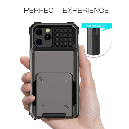 Flip Design Card Holder TPU+PC Hybrid Case Drop-proof Cover for iPhone 13 Pro 6.1 inch