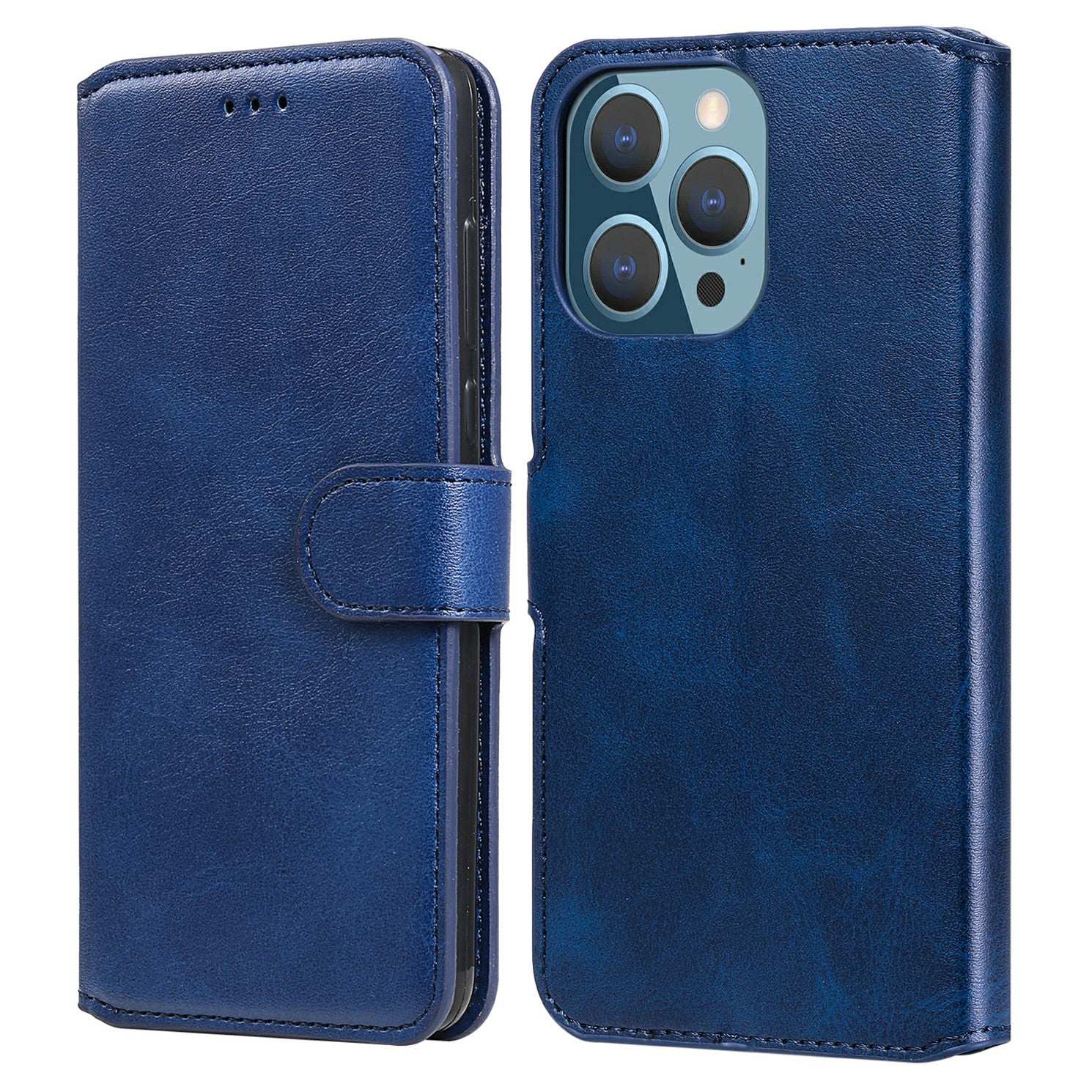 Drop-proof Folio Flip Leather Wallet Phone Cover Shell for iPhone 13 Pro 6.1 inch