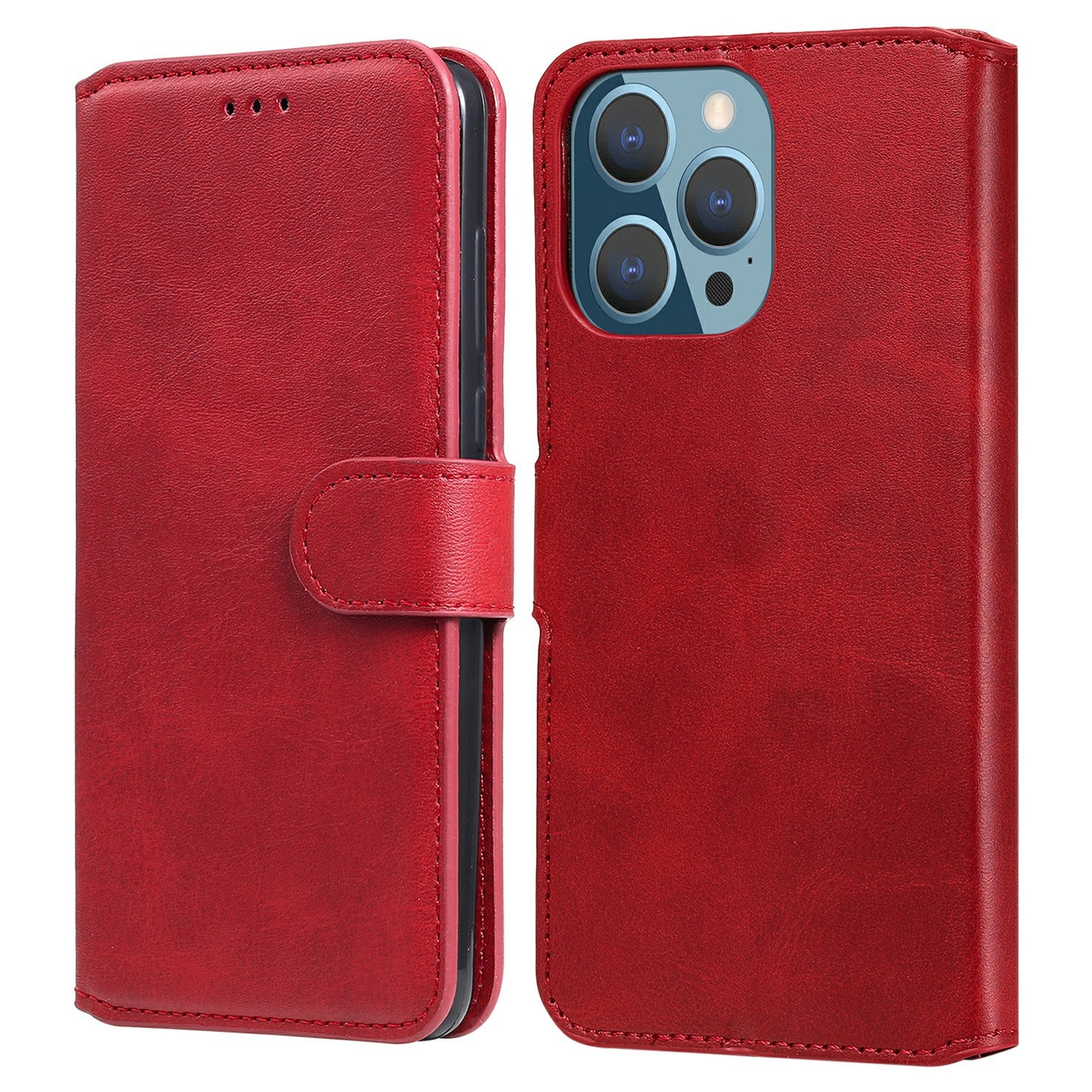 Drop-proof Folio Flip Leather Wallet Phone Cover Shell for iPhone 13 Pro 6.1 inch