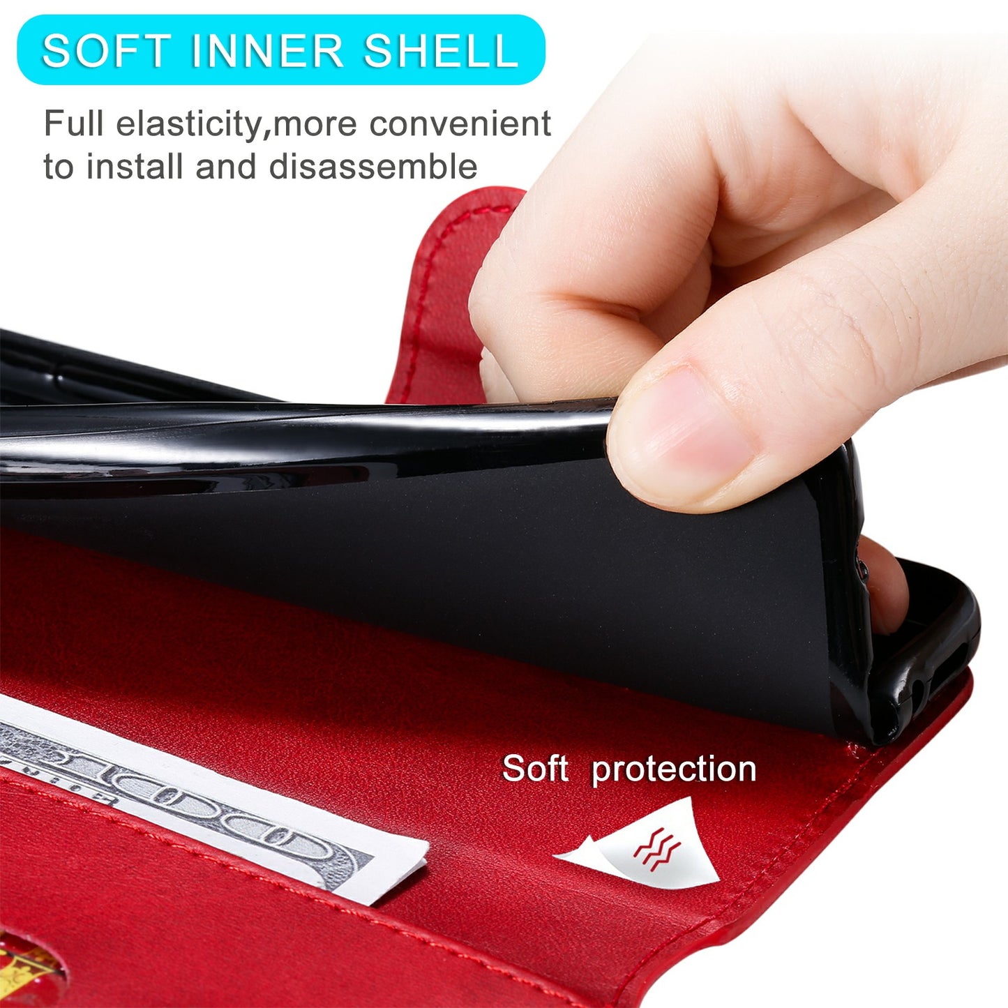 Drop-proof Folio Flip Leather Wallet Phone Cover Shell for iPhone 13 Pro 6.1 inch