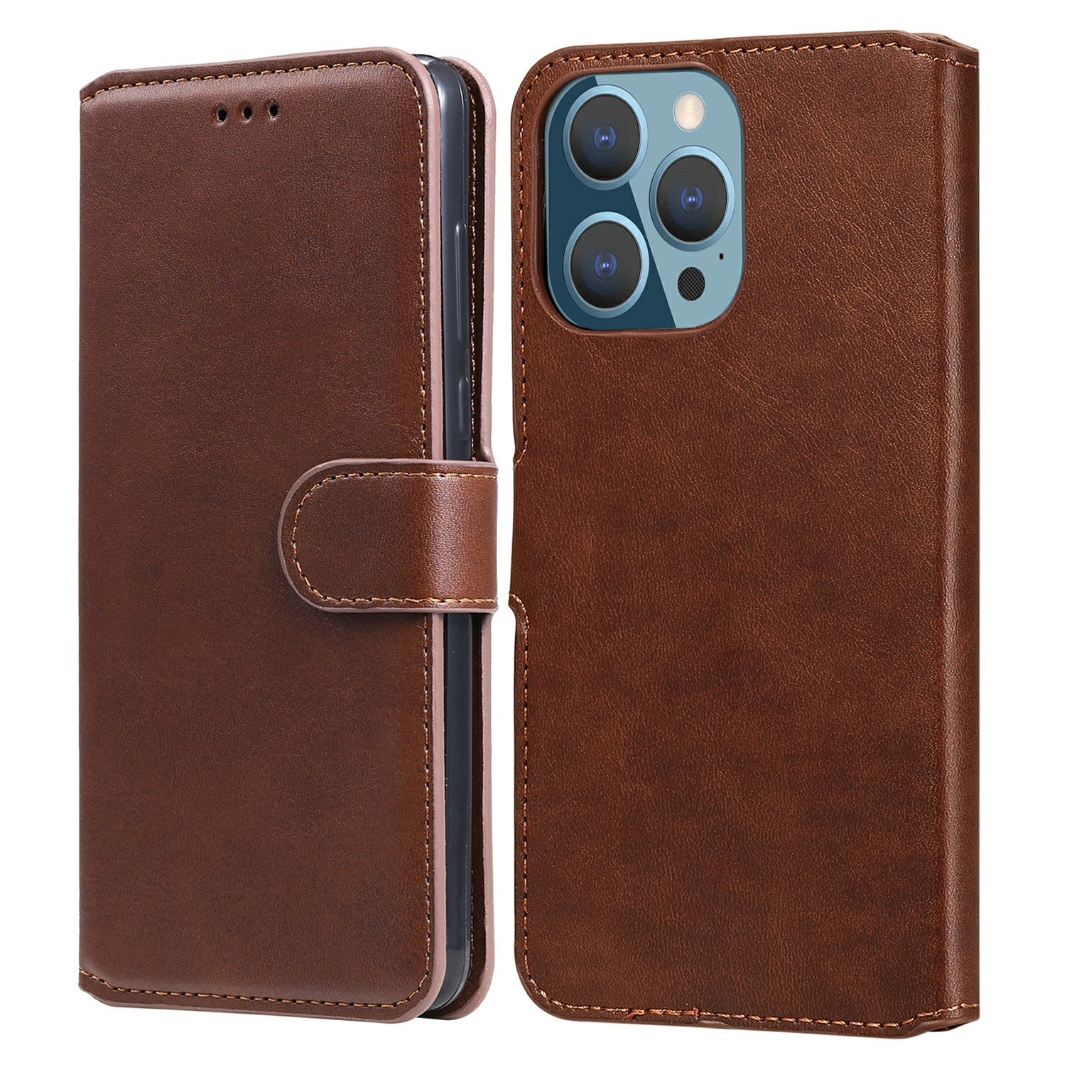 Drop-proof Folio Flip Leather Wallet Phone Cover Shell for iPhone 13 Pro 6.1 inch
