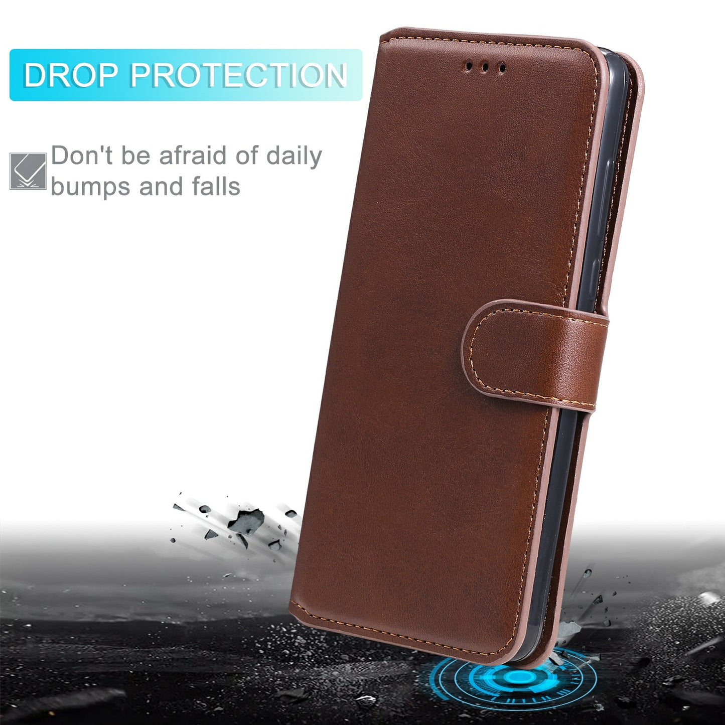 Drop-proof Folio Flip Leather Wallet Phone Cover Shell for iPhone 13 Pro 6.1 inch