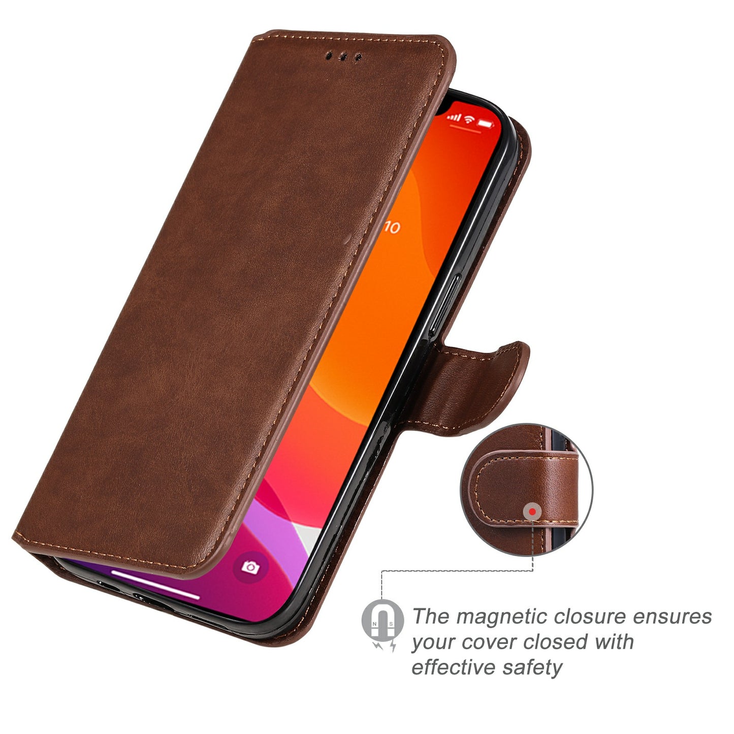 Drop-proof Folio Flip Leather Wallet Phone Cover Shell for iPhone 13 Pro 6.1 inch