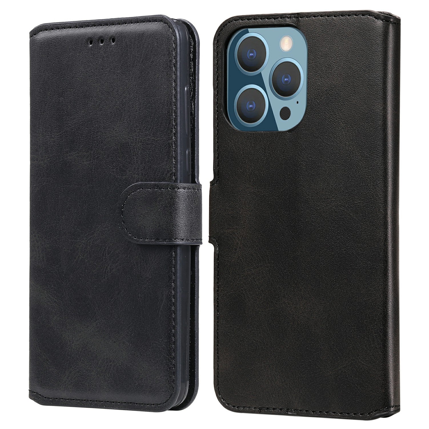 Drop-proof Folio Flip Leather Wallet Phone Cover Shell for iPhone 13 Pro 6.1 inch