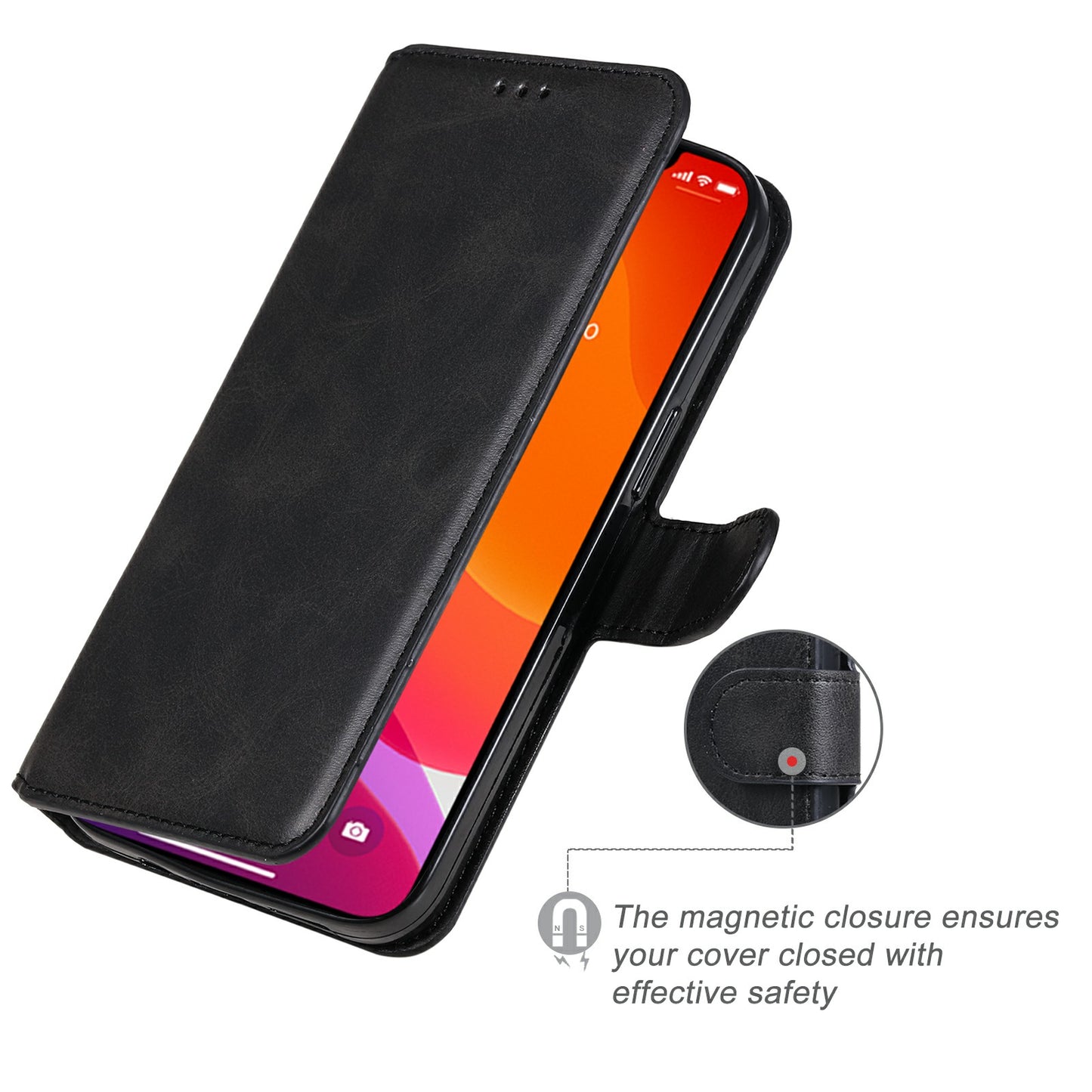 Drop-proof Folio Flip Leather Wallet Phone Cover Shell for iPhone 13 Pro 6.1 inch