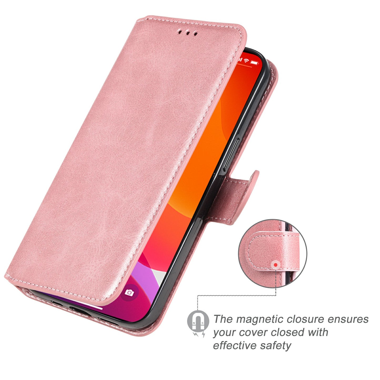 Drop-proof Folio Flip Leather Wallet Phone Cover Shell for iPhone 13 Pro 6.1 inch