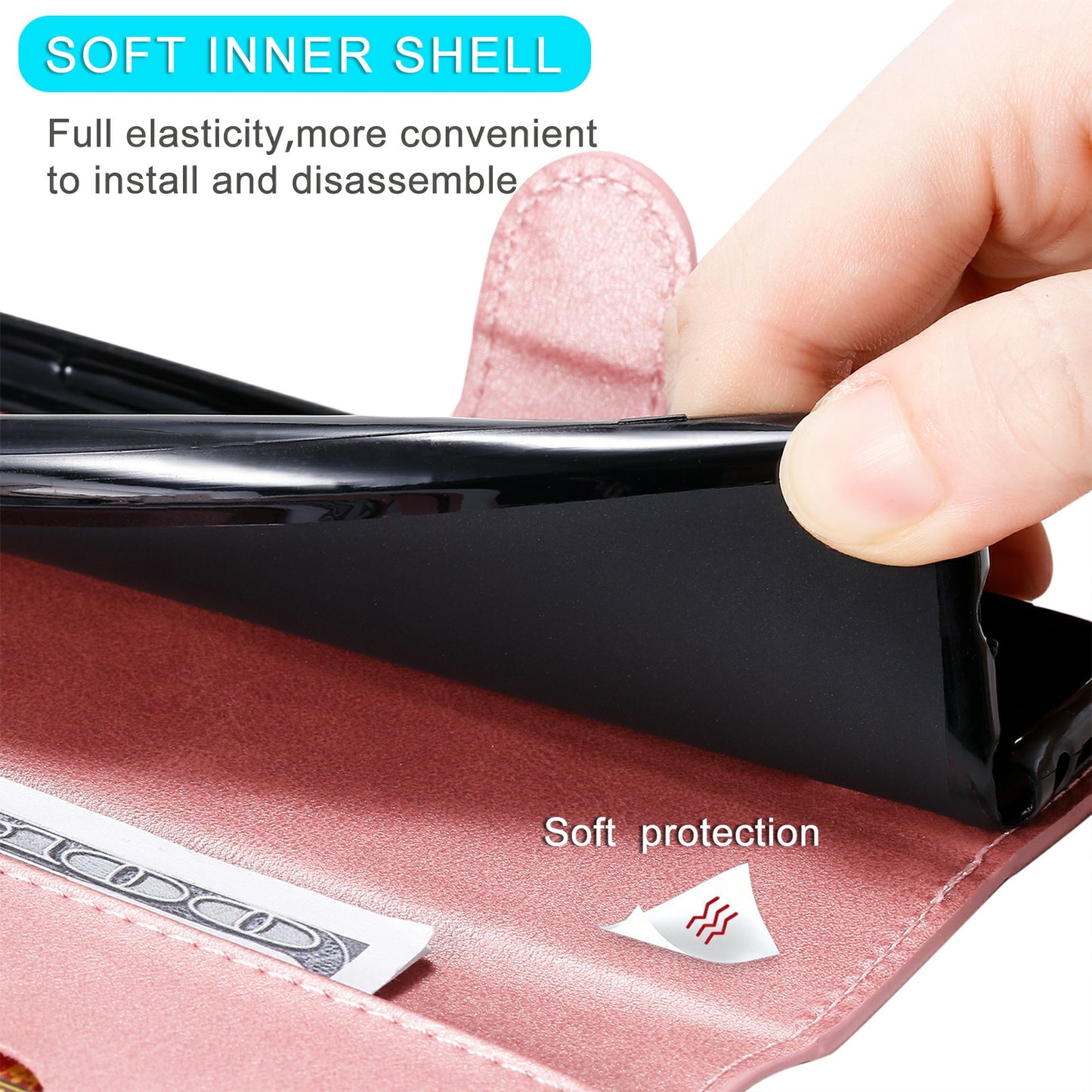 Drop-proof Folio Flip Leather Wallet Phone Cover Shell for iPhone 13 Pro 6.1 inch