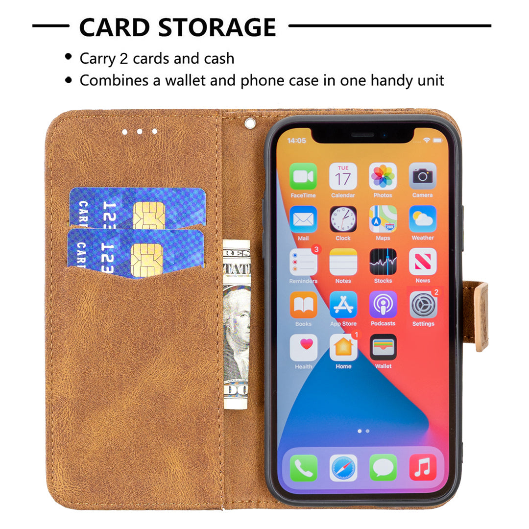 Imprint Butterfly Flower PU Leather Wallet Folio Flip Stand Protective Case with Magnetic Wrist Strap for iPhone 13 Pro 6.1 inch