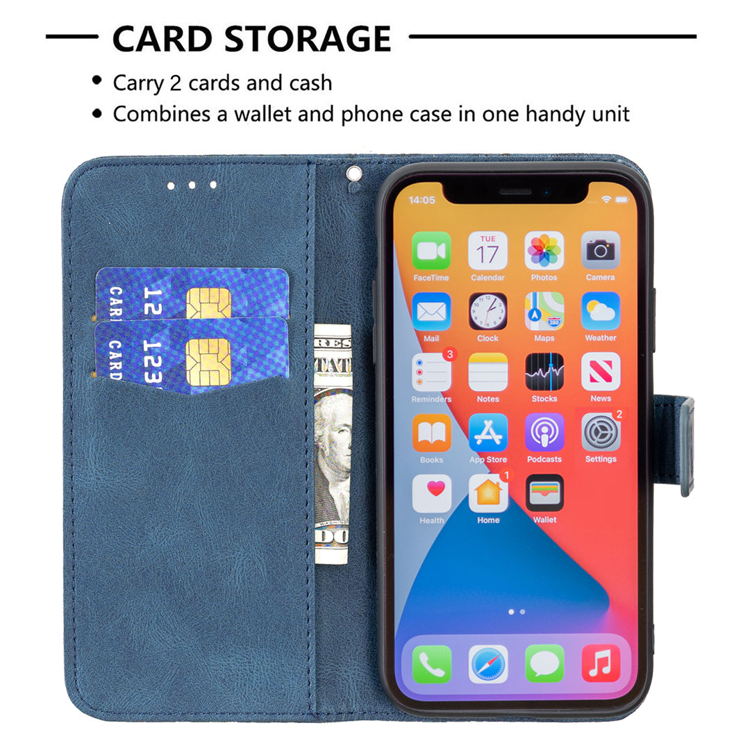 Imprint Butterfly Flower PU Leather Wallet Folio Flip Stand Protective Case with Magnetic Wrist Strap for iPhone 13 Pro 6.1 inch