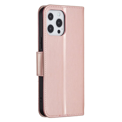 Magnetic PU Leather Wallet Stand Imprint Butterfly Flip Folio Protective Cover with Strap for iPhone 13 Pro 6.1 inch