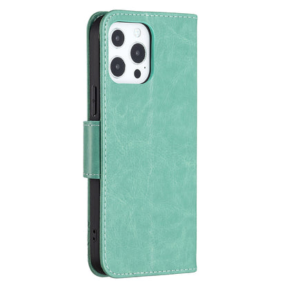Magnetic PU Leather Wallet Stand Imprint Butterfly Flip Folio Protective Cover with Strap for iPhone 13 Pro 6.1 inch