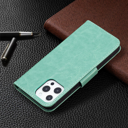 Magnetic PU Leather Wallet Stand Imprint Butterfly Flip Folio Protective Cover with Strap for iPhone 13 Pro 6.1 inch