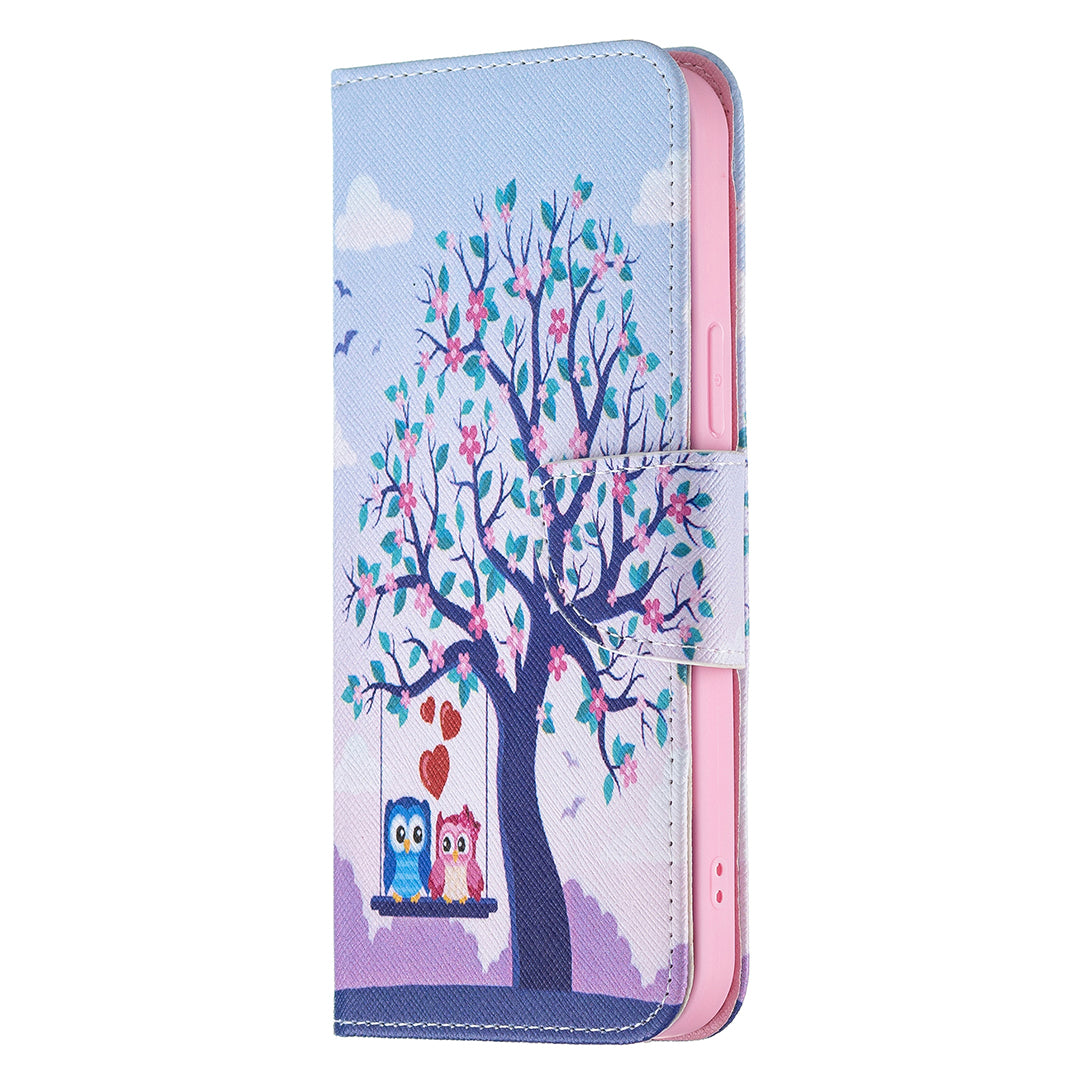 PU Leather Wallet Pattern Printing Stand Feature Magnetic Flip Cover for iPhone 13 Pro 6.1 inch