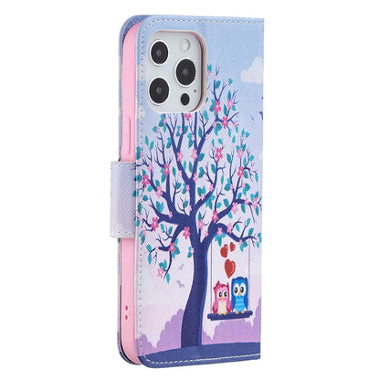 PU Leather Wallet Pattern Printing Stand Feature Magnetic Flip Cover for iPhone 13 Pro 6.1 inch