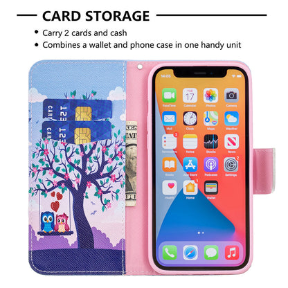 PU Leather Wallet Pattern Printing Stand Feature Magnetic Flip Cover for iPhone 13 Pro 6.1 inch