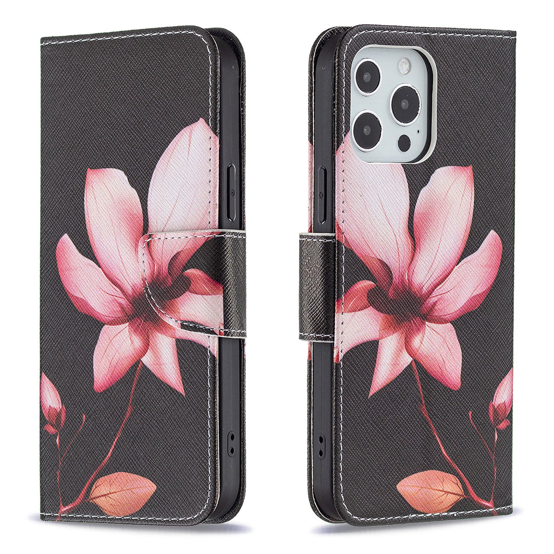 PU Leather Wallet Pattern Printing Stand Feature Magnetic Flip Cover for iPhone 13 Pro 6.1 inch