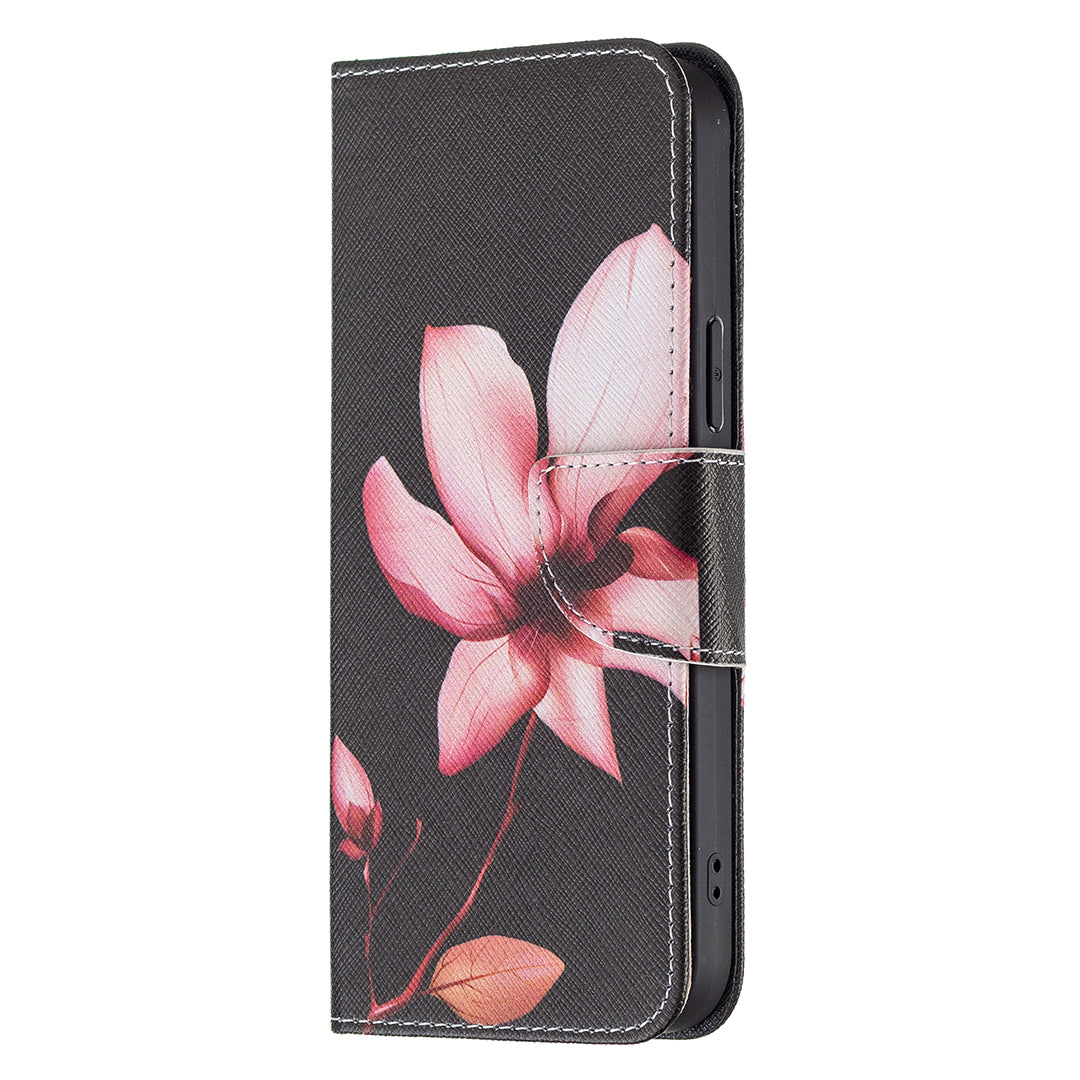 PU Leather Wallet Pattern Printing Stand Feature Magnetic Flip Cover for iPhone 13 Pro 6.1 inch