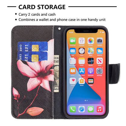 PU Leather Wallet Pattern Printing Stand Feature Magnetic Flip Cover for iPhone 13 Pro 6.1 inch