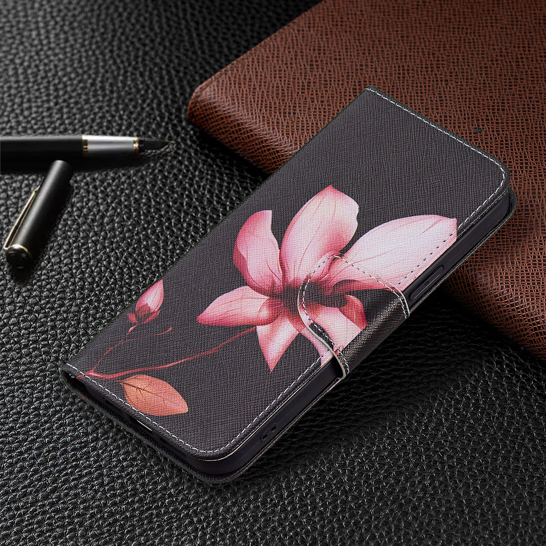 PU Leather Wallet Pattern Printing Stand Feature Magnetic Flip Cover for iPhone 13 Pro 6.1 inch