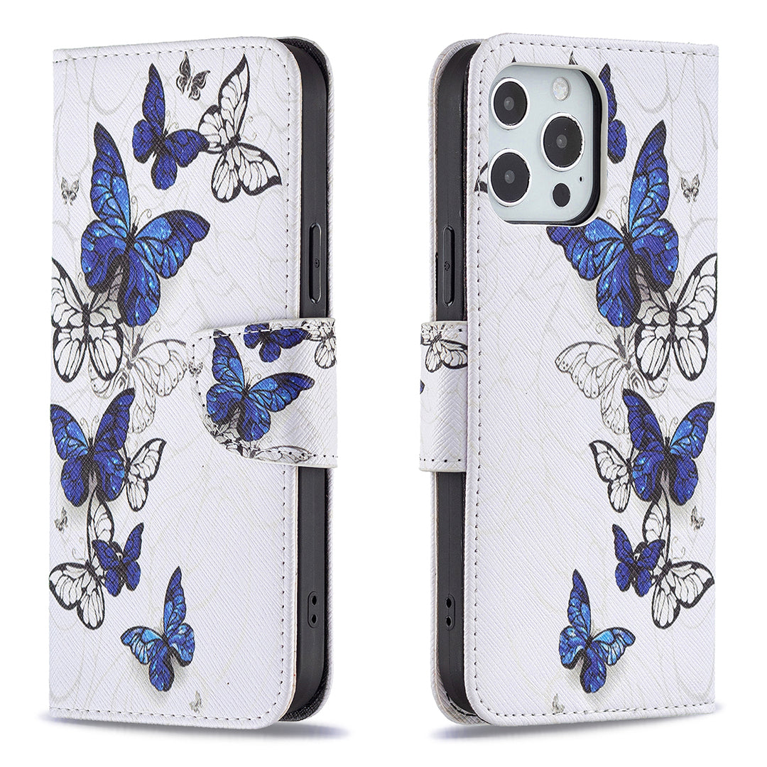 PU Leather Wallet Pattern Printing Stand Feature Magnetic Flip Cover for iPhone 13 Pro 6.1 inch