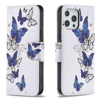 PU Leather Wallet Pattern Printing Stand Feature Magnetic Flip Cover for iPhone 13 Pro 6.1 inch