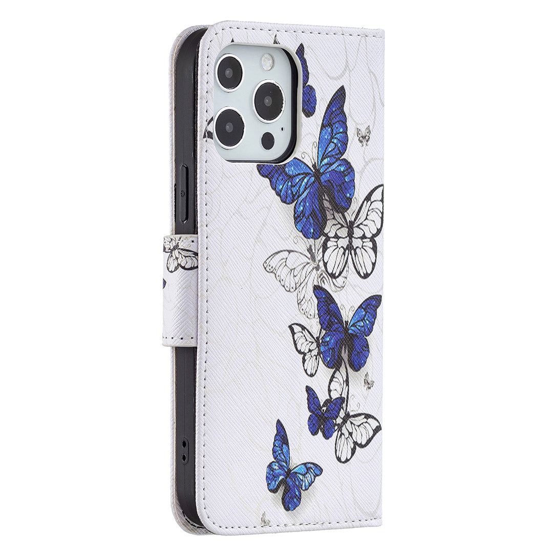 PU Leather Wallet Pattern Printing Stand Feature Magnetic Flip Cover for iPhone 13 Pro 6.1 inch