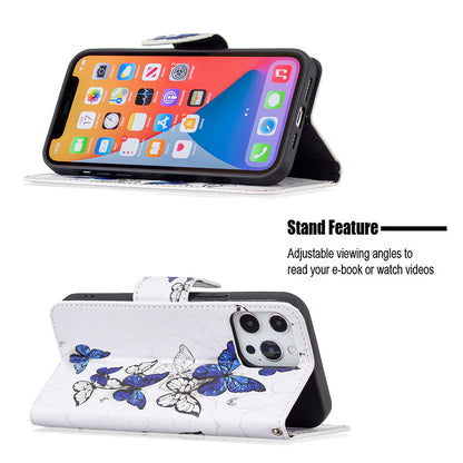 PU Leather Wallet Pattern Printing Stand Feature Magnetic Flip Cover for iPhone 13 Pro 6.1 inch