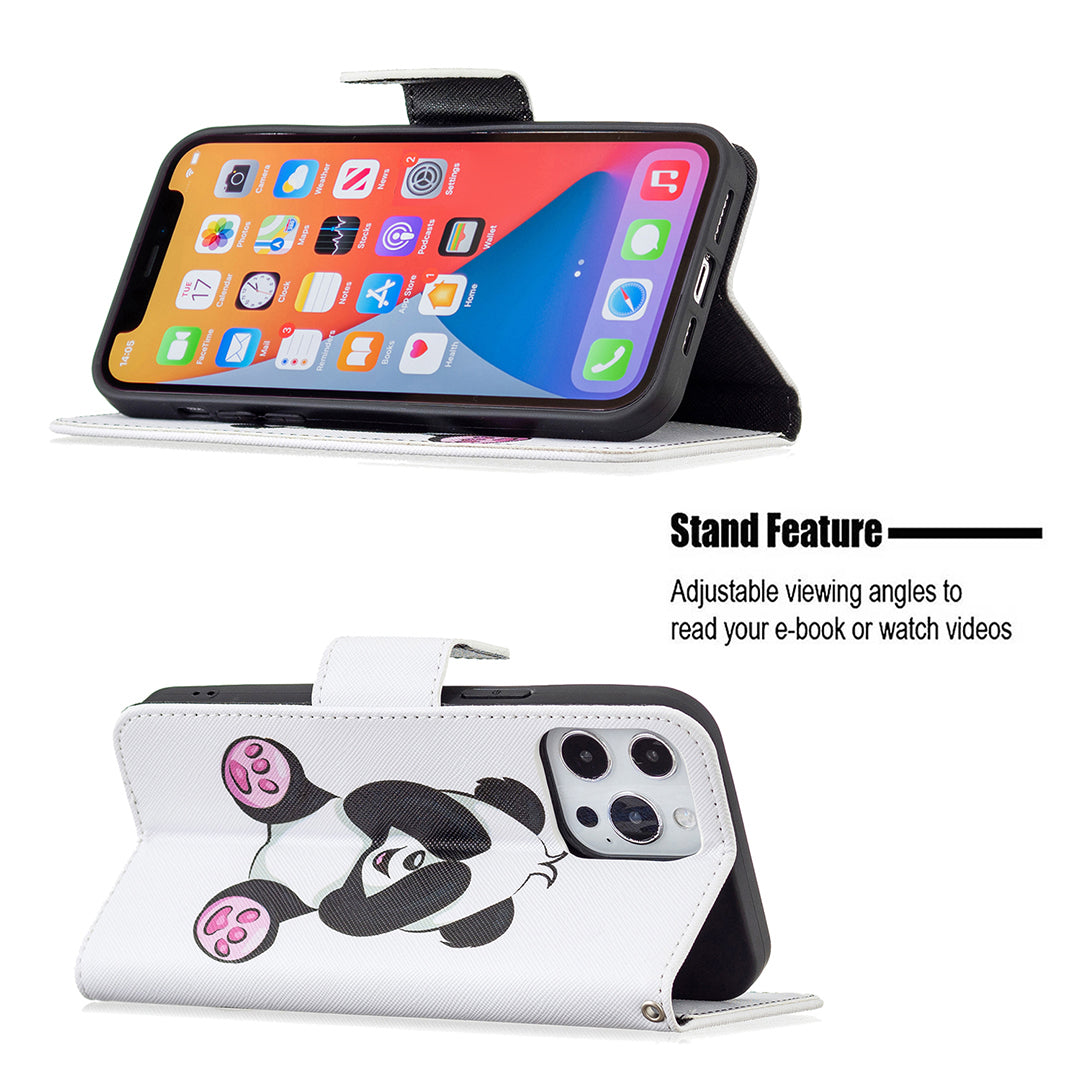 PU Leather Wallet Pattern Printing Stand Feature Magnetic Flip Cover for iPhone 13 Pro 6.1 inch