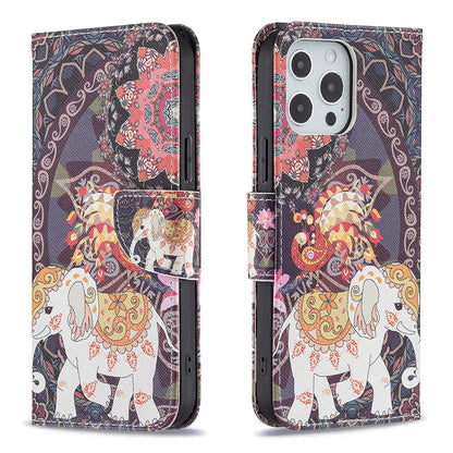 PU Leather Wallet Pattern Printing Stand Feature Magnetic Flip Cover for iPhone 13 Pro 6.1 inch