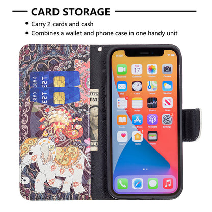 PU Leather Wallet Pattern Printing Stand Feature Magnetic Flip Cover for iPhone 13 Pro 6.1 inch