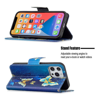 PU Leather Wallet Pattern Printing Stand Feature Magnetic Flip Cover for iPhone 13 Pro 6.1 inch
