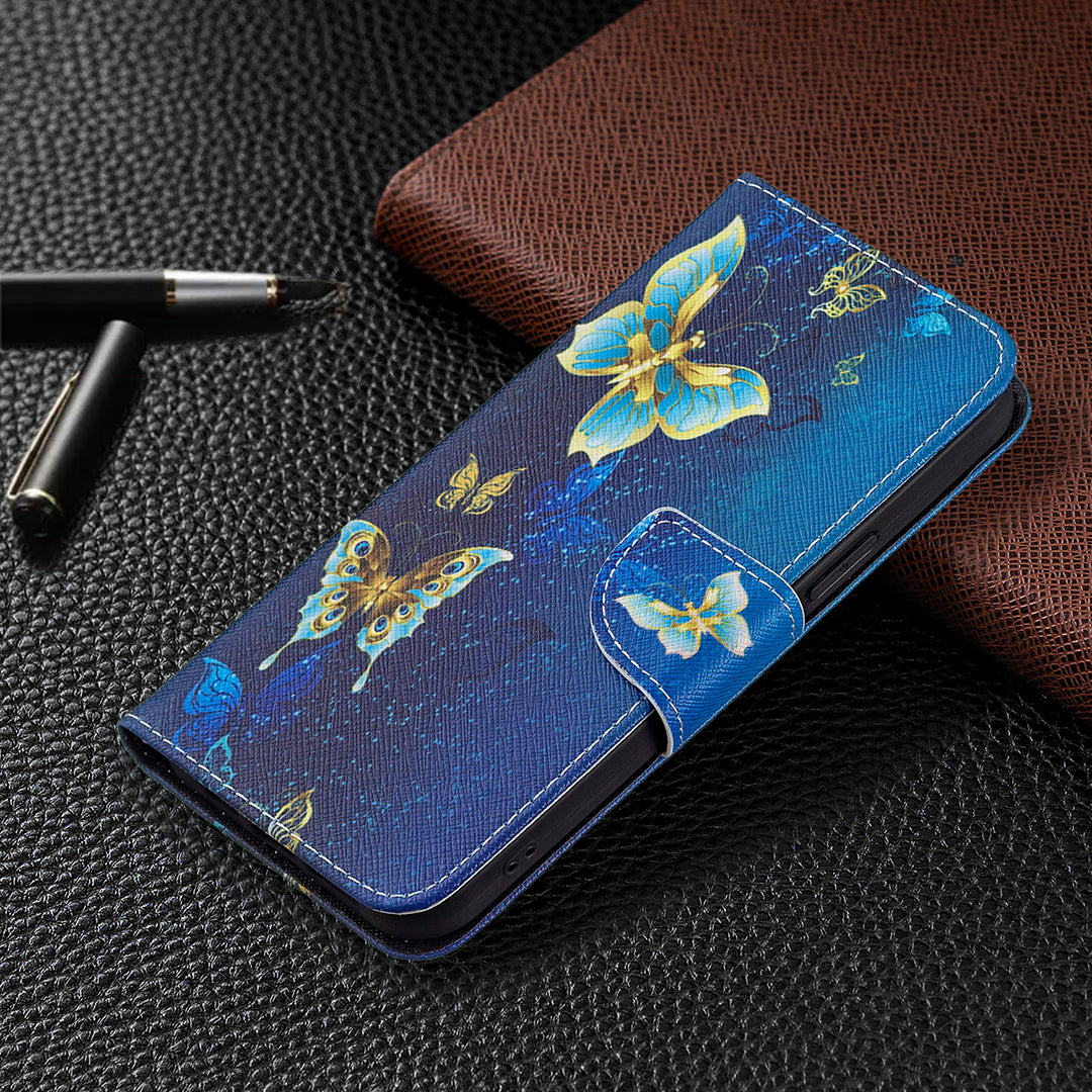 PU Leather Wallet Pattern Printing Stand Feature Magnetic Flip Cover for iPhone 13 Pro 6.1 inch
