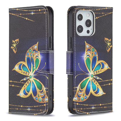 PU Leather Wallet Pattern Printing Stand Feature Magnetic Flip Cover for iPhone 13 Pro 6.1 inch