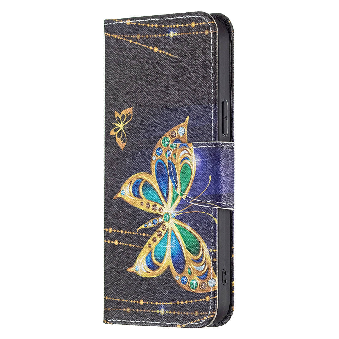 PU Leather Wallet Pattern Printing Stand Feature Magnetic Flip Cover for iPhone 13 Pro 6.1 inch