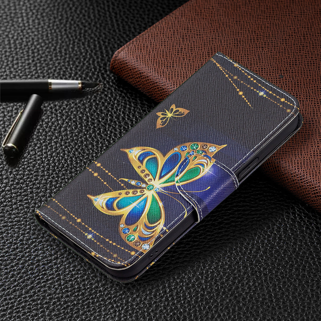 PU Leather Wallet Pattern Printing Stand Feature Magnetic Flip Cover for iPhone 13 Pro 6.1 inch