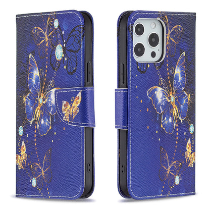 PU Leather Wallet Pattern Printing Stand Feature Magnetic Flip Cover for iPhone 13 Pro 6.1 inch