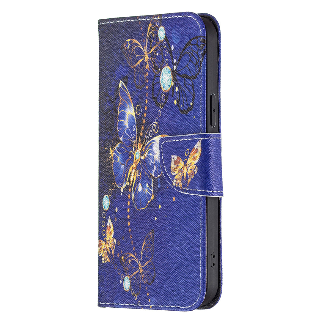 PU Leather Wallet Pattern Printing Stand Feature Magnetic Flip Cover for iPhone 13 Pro 6.1 inch