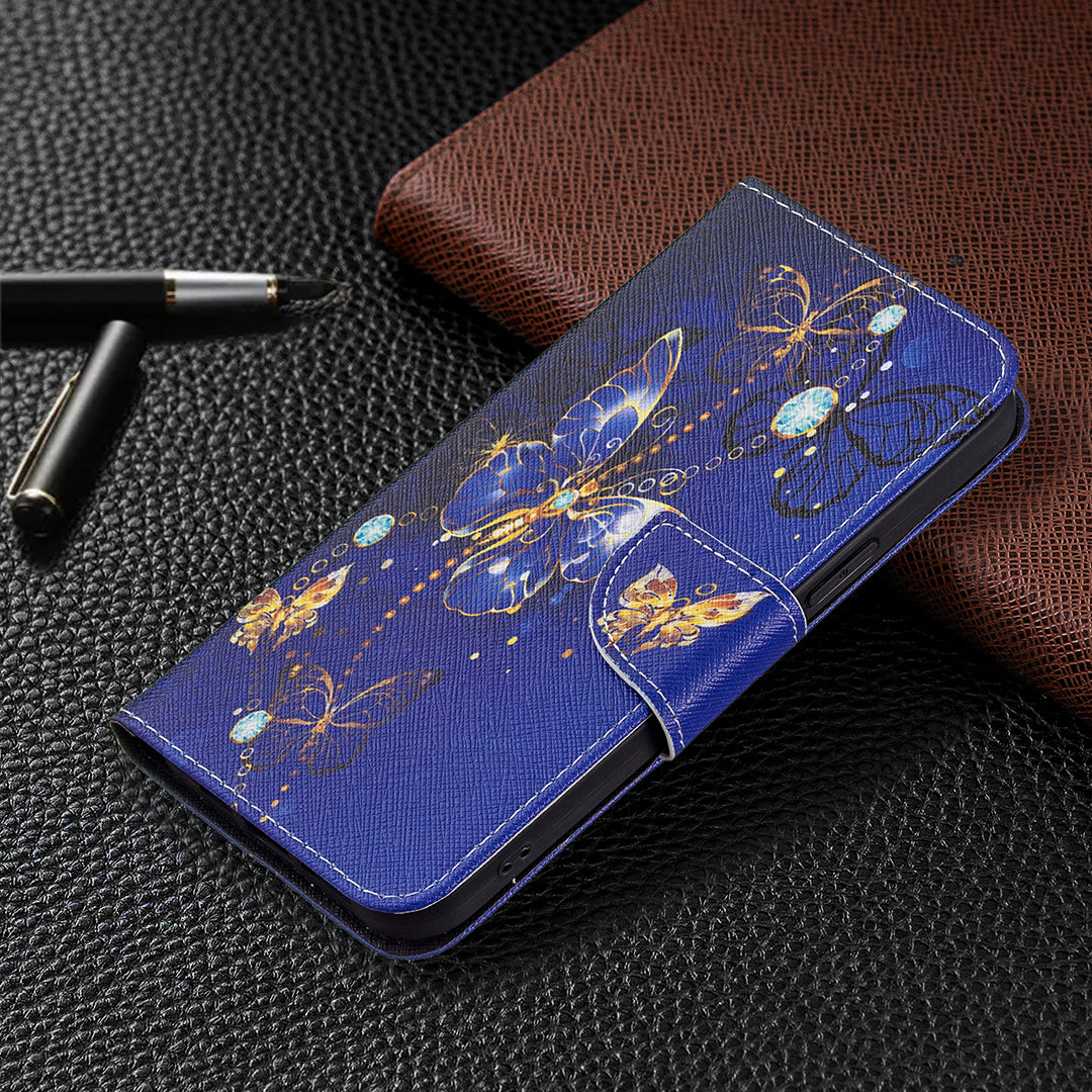 PU Leather Wallet Pattern Printing Stand Feature Magnetic Flip Cover for iPhone 13 Pro 6.1 inch