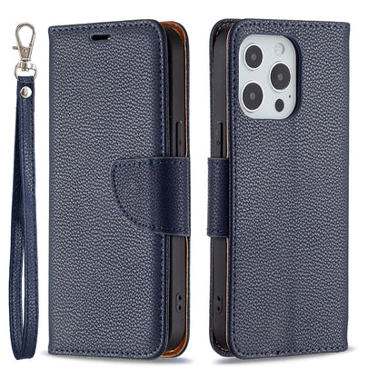 Full Cover Litchi Grain Magnetic Closure Leather Wallet Phone Case for iPhone 13 Pro