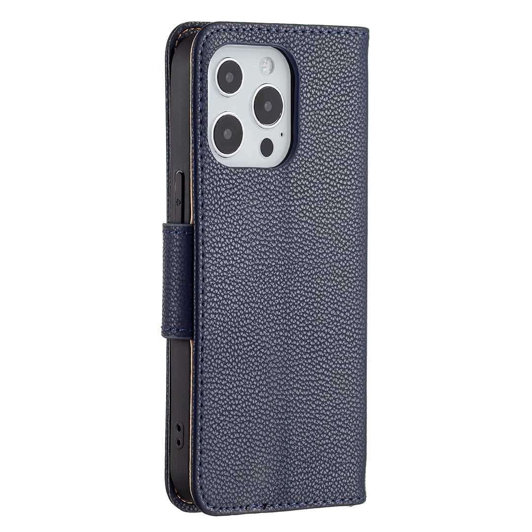 Full Cover Litchi Grain Magnetic Closure Leather Wallet Phone Case for iPhone 13 Pro