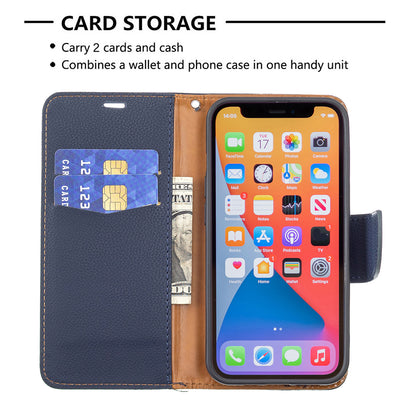 Full Cover Litchi Grain Magnetic Closure Leather Wallet Phone Case for iPhone 13 Pro