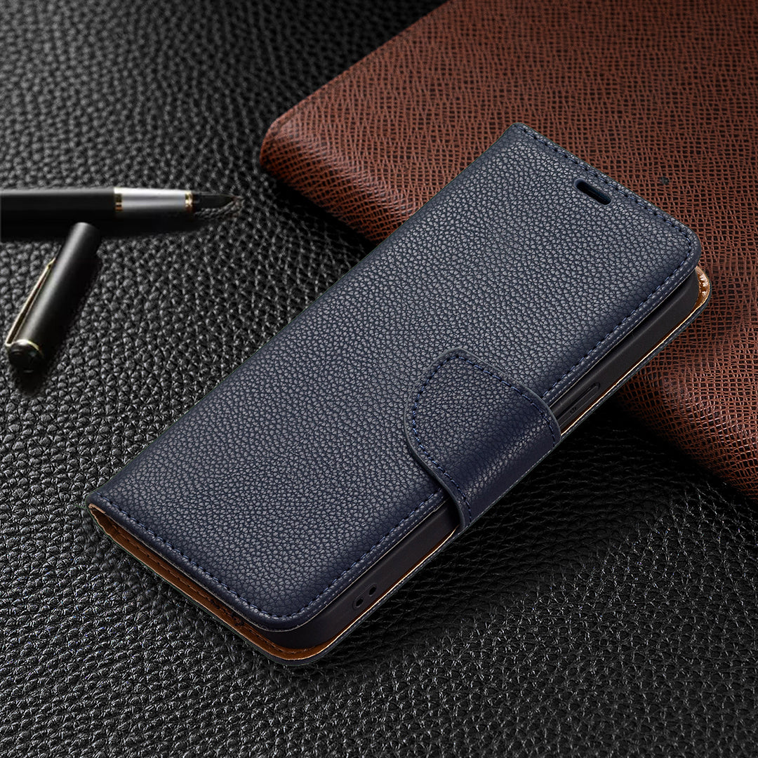 Full Cover Litchi Grain Magnetic Closure Leather Wallet Phone Case for iPhone 13 Pro