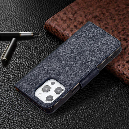 Full Cover Litchi Grain Magnetic Closure Leather Wallet Phone Case for iPhone 13 Pro
