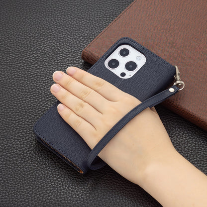 Full Cover Litchi Grain Magnetic Closure Leather Wallet Phone Case for iPhone 13 Pro